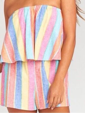 Boho Linen Blend Show Me Your MuMu Thelma Rainbow Romper